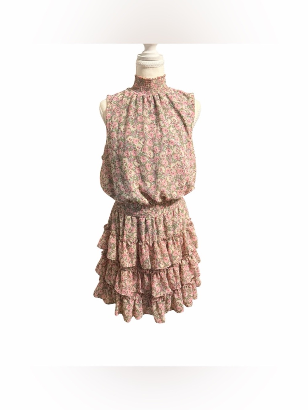 Cottagecore Romantic Floral Tiered Ruffle MSK Dress Large